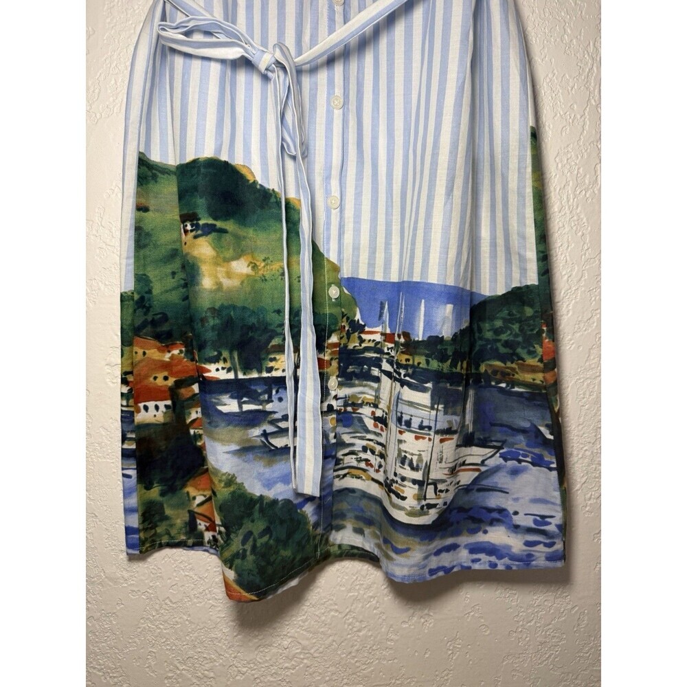 Tommy Hilfiger Striped Shirt Dress Blue White Sleeveless Belted Size 10 - Picture 3 of 6